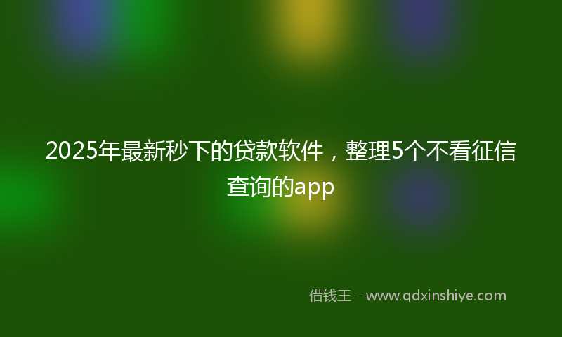 2025年最新秒下的贷款软件，整理5个不看征信查询的app