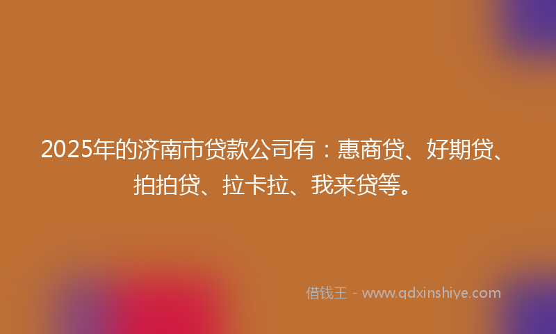 2025年的济南市贷款公司有：惠商贷、好期贷、拍拍贷、拉卡拉、我来贷等。