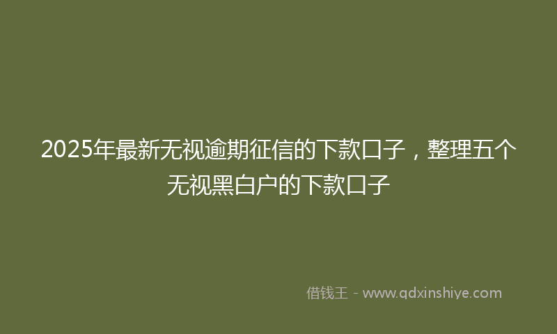 2025年最新无视逾期征信的下款口子，整理五个无视黑白户的下款口子