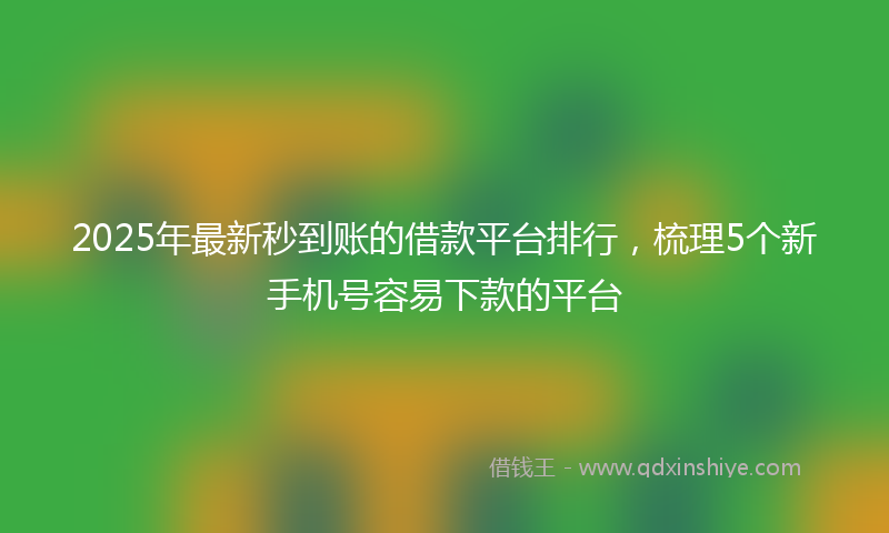 2025年最新秒到账的借款平台排行，梳理5个新手机号容易下款的平台