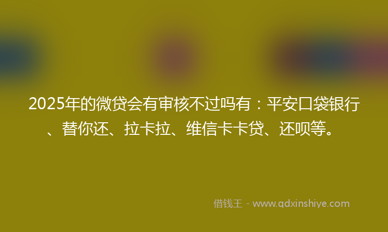 2025年的微贷会有审核不过吗有：平安口袋银行、替你还、拉卡拉、维信卡卡贷、还呗等。