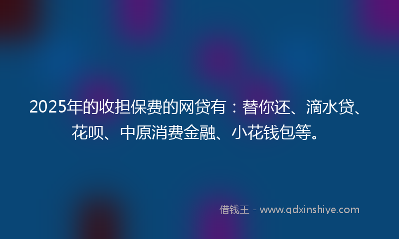 2025年的收担保费的网贷有：替你还、滴水贷、花呗、中原消费金融、小花钱包等。