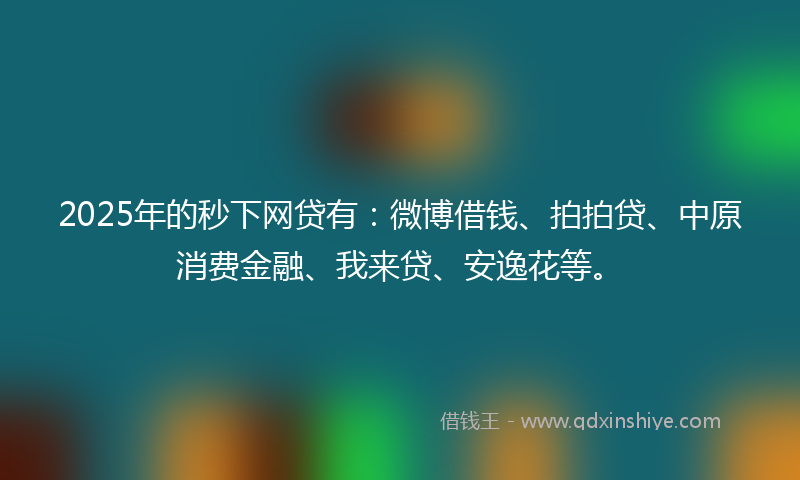 2025年的秒下网贷有：微博借钱、拍拍贷、中原消费金融、我来贷、安逸花等。