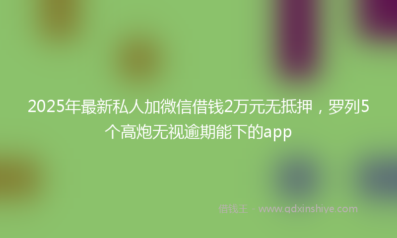 2025年最新私人加微信借钱2万元无抵押，罗列5个高炮无视逾期能下的app