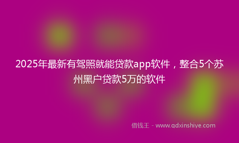 2025年最新有驾照就能贷款app软件，整合5个苏州黑户贷款5万的软件
