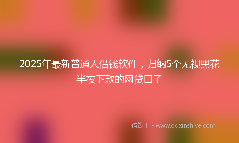 2025年最新普通人借钱软件，归纳5个无视黑花半夜下款的网贷口子