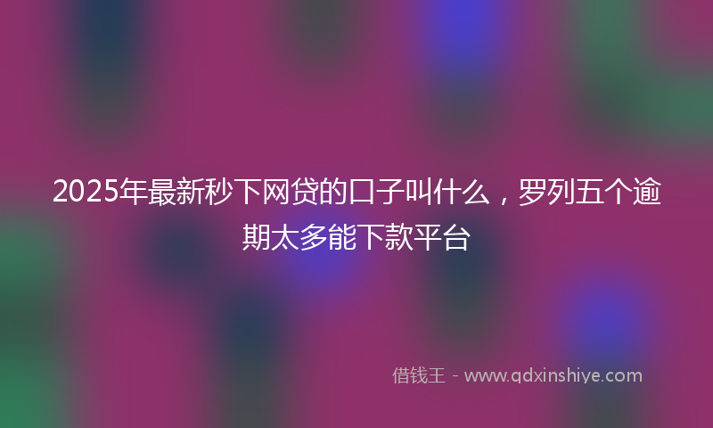 2025年最新秒下网贷的口子叫什么，罗列五个逾期太多能下款平台