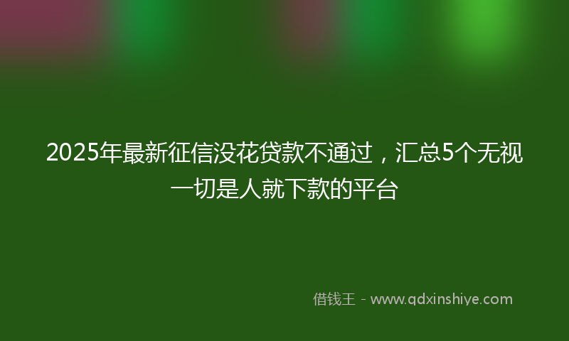 2025年最新征信没花贷款不通过，汇总5个无视一切是人就下款的平台