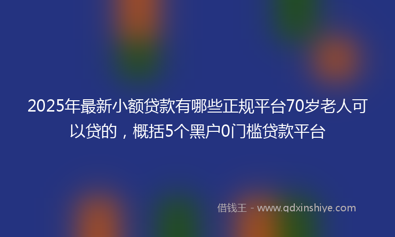 2025年最新小额贷款有哪些正规平台70岁老人可以贷的，概括5个黑户0门槛贷款平台