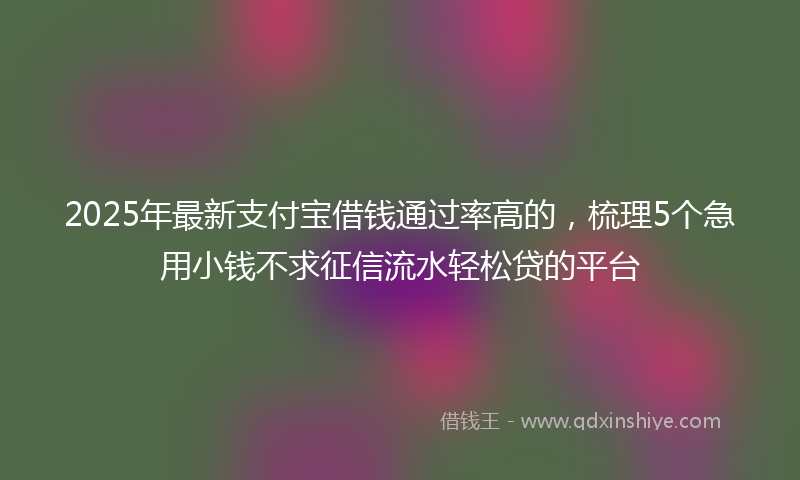 2025年最新支付宝借钱通过率高的，梳理5个急用小钱不求征信流水轻松贷的平台