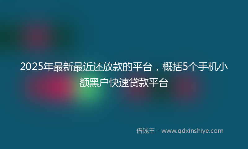 2025年最新最近还放款的平台，概括5个手机小额黑户快速贷款平台