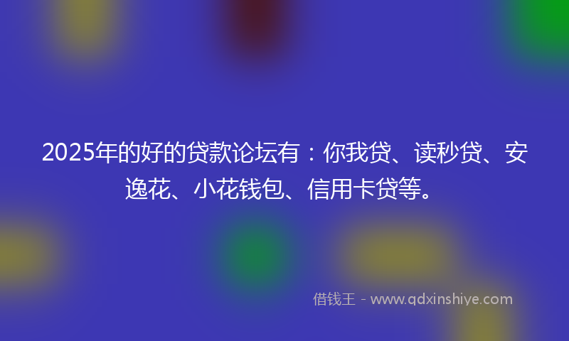 2025年的好的贷款论坛有：你我贷、读秒贷、安逸花、小花钱包、信用卡贷等。