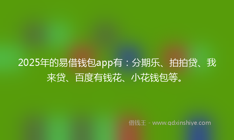 2025年的易借钱包app有：分期乐、拍拍贷、我来贷、百度有钱花、小花钱包等。