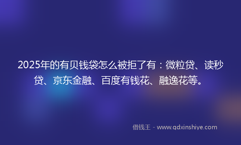2025年的有贝钱袋怎么被拒了有：微粒贷、读秒贷、京东金融、百度有钱花、融逸花等。