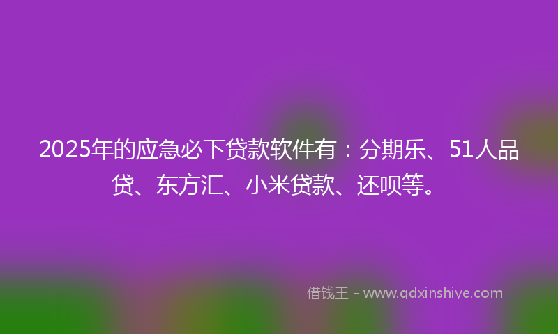 2025年的应急必下贷款软件有：分期乐、51人品贷、东方汇、小米贷款、还呗等。