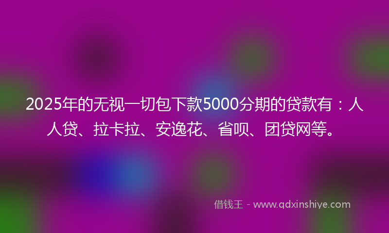 2025年的无视一切包下款5000分期的贷款有：人人贷、拉卡拉、安逸花、省呗、团贷网等。