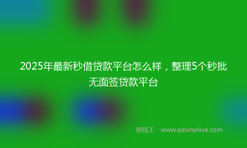 2025年最新秒借贷款平台怎么样，整理5个秒批无面签贷款平台