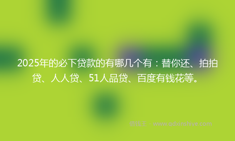 2025年的必下贷款的有哪几个有：替你还、拍拍贷、人人贷、51人品贷、百度有钱花等。
