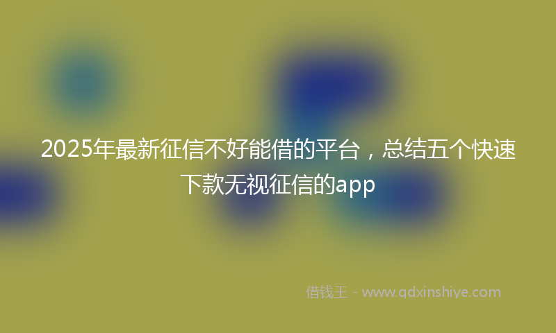 2025年最新征信不好能借的平台，总结五个快速下款无视征信的app