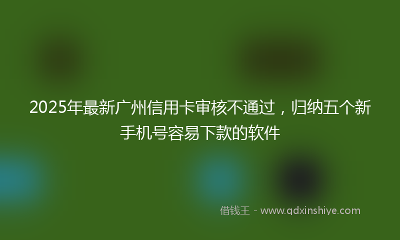 2025年最新广州信用卡审核不通过，归纳五个新手机号容易下款的软件