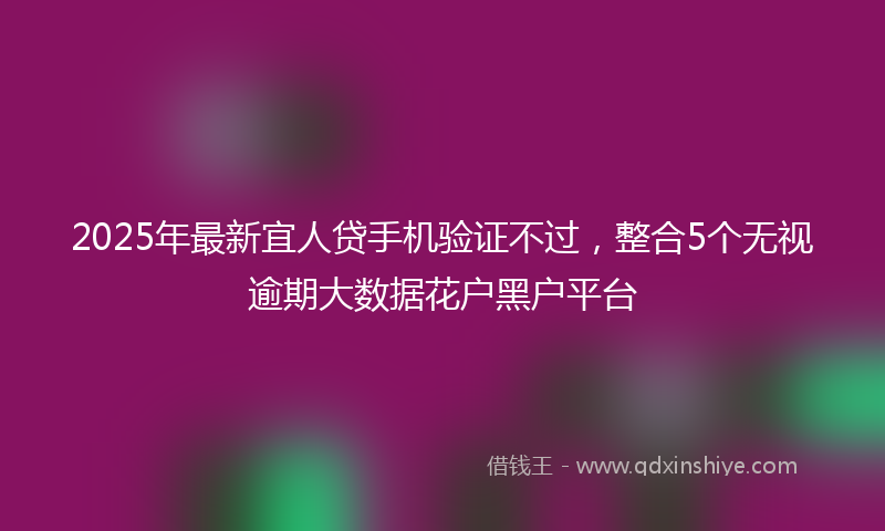 2025年最新宜人贷手机验证不过，整合5个无视逾期大数据花户黑户平台