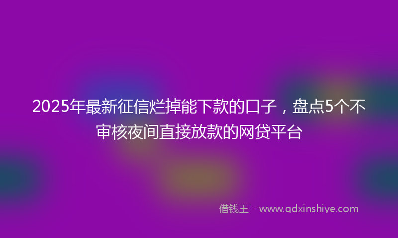 2025年最新征信烂掉能下款的口子，盘点5个不审核夜间直接放款的网贷平台
