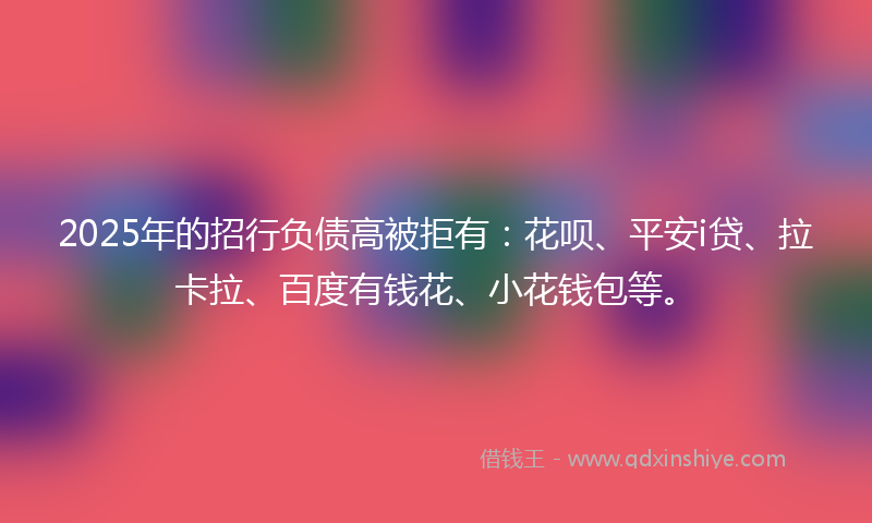 2025年的招行负债高被拒有：花呗、平安i贷、拉卡拉、百度有钱花、小花钱包等。