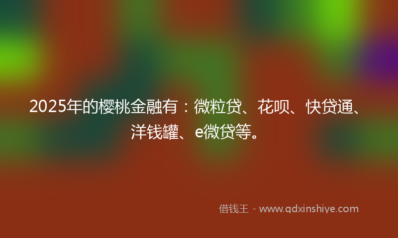 2025年的樱桃金融有：微粒贷、花呗、快贷通、洋钱罐、e微贷等。