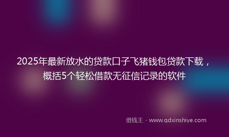 2025年最新放水的贷款口子飞猪钱包贷款下载，概括5个轻松借款无征信记录的软件