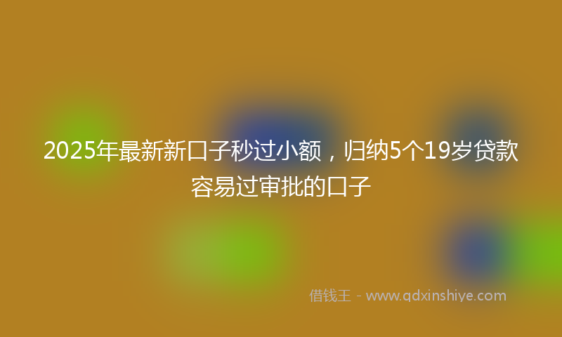 2025年最新新口子秒过小额，归纳5个19岁贷款容易过审批的口子