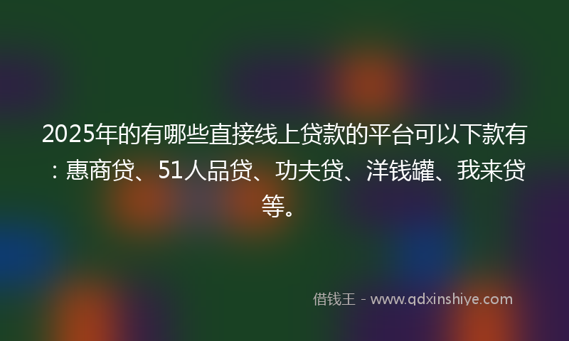 2025年的有哪些直接线上贷款的平台可以下款有：惠商贷、51人品贷、功夫贷、洋钱罐、我来贷等。