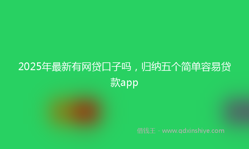 2025年最新有网贷口子吗，归纳五个简单容易贷款app