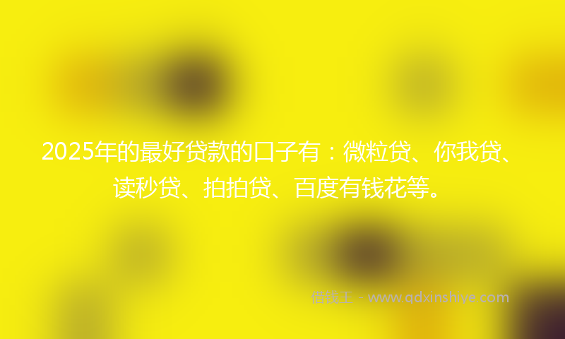 2025年的最好贷款的口子有：微粒贷、你我贷、读秒贷、拍拍贷、百度有钱花等。