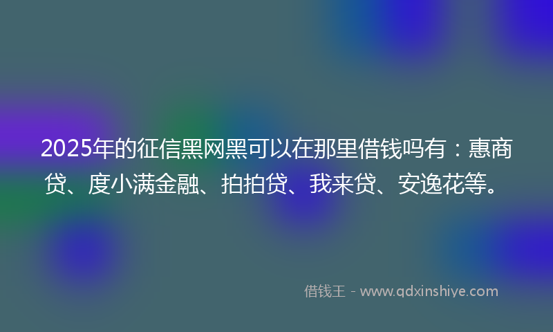 2025年的征信黑网黑可以在那里借钱吗有：惠商贷、度小满金融、拍拍贷、我来贷、安逸花等。