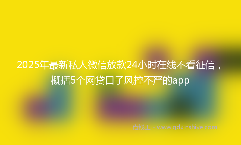 2025年最新私人微信放款24小时在线不看征信，概括5个网贷口子风控不严的app