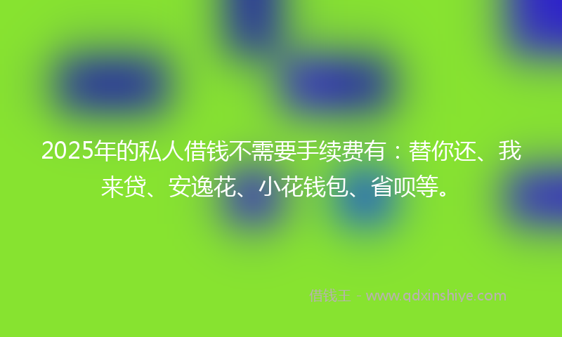 2025年的私人借钱不需要手续费有：替你还、我来贷、安逸花、小花钱包、省呗等。
