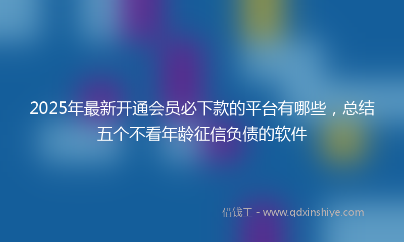 2025年最新开通会员必下款的平台有哪些，总结五个不看年龄征信负债的软件