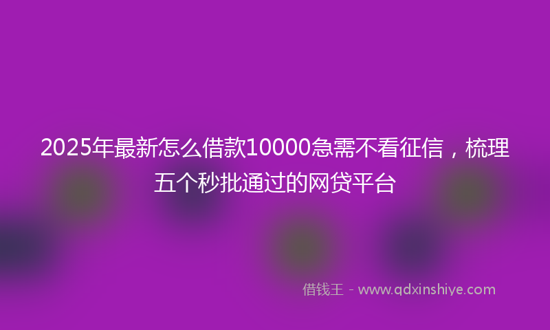 2025年最新怎么借款10000急需不看征信，梳理五个秒批通过的网贷平台