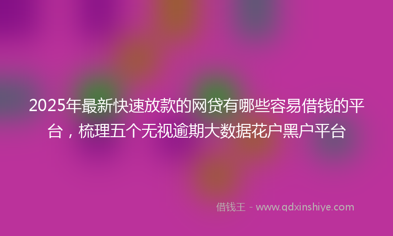 2025年最新快速放款的网贷有哪些容易借钱的平台，梳理五个无视逾期大数据花户黑户平台