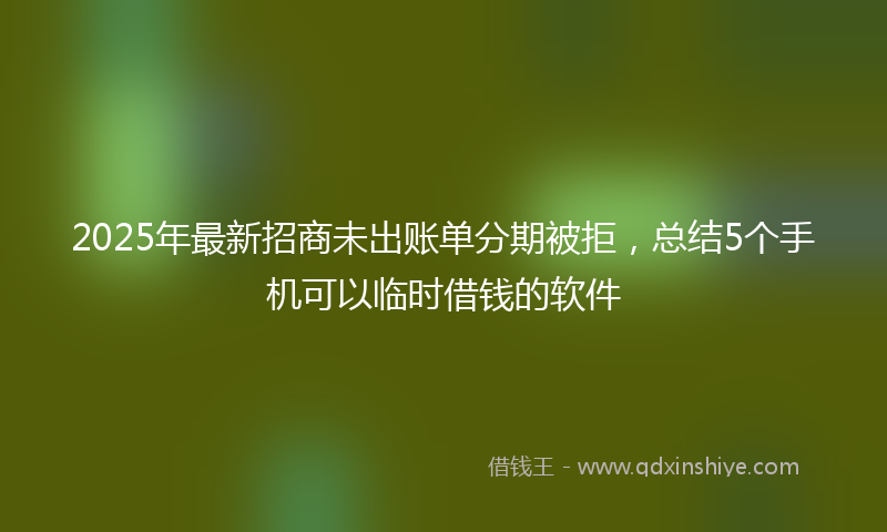2025年最新招商未出账单分期被拒，总结5个手机可以临时借钱的软件