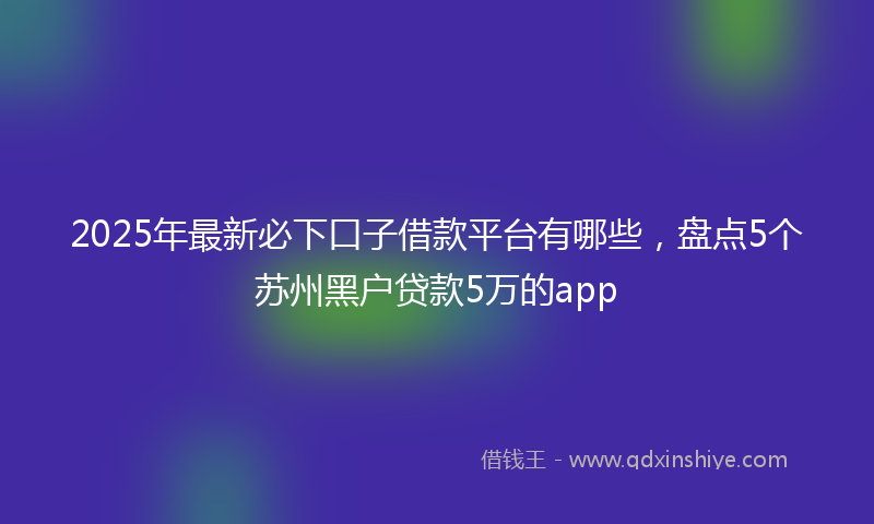 2025年最新必下口子借款平台有哪些，盘点5个苏州黑户贷款5万的app