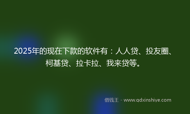 2025年的现在下款的软件有：人人贷、投友圈、柯基贷、拉卡拉、我来贷等。