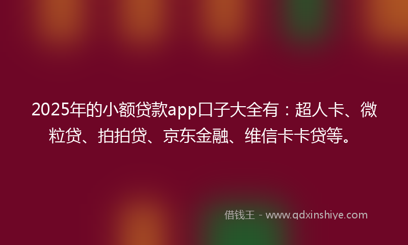 2025年的小额贷款app口子大全有：超人卡、微粒贷、拍拍贷、京东金融、维信卡卡贷等。
