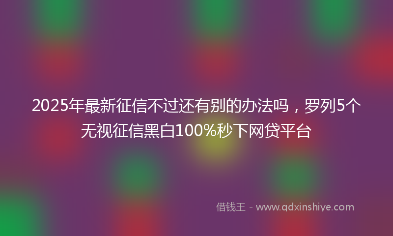 2025年最新征信不过还有别的办法吗，罗列5个无视征信黑白100%秒下网贷平台