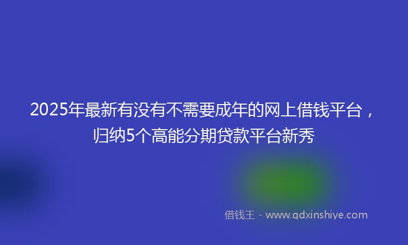 2025年最新有没有不需要成年的网上借钱平台，归纳5个高能分期贷款平台新秀