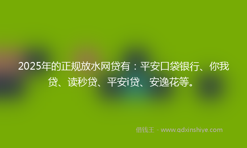 2025年的正规放水网贷有：平安口袋银行、你我贷、读秒贷、平安i贷、安逸花等。
