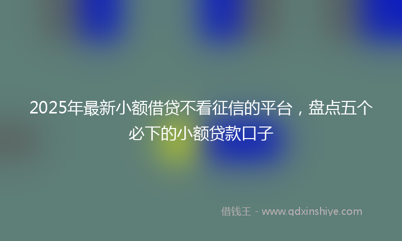 2025年最新小额借贷不看征信的平台，盘点五个必下的小额贷款口子