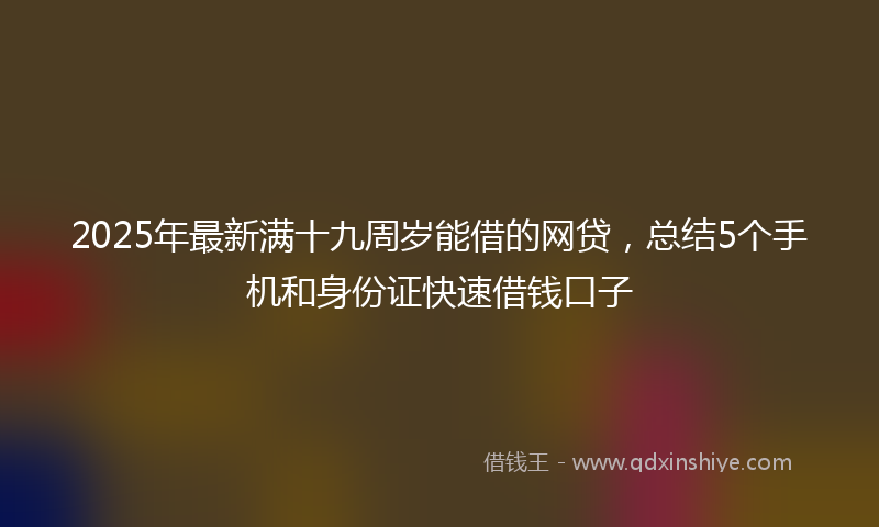2025年最新满十九周岁能借的网贷，总结5个手机和身份证快速借钱口子