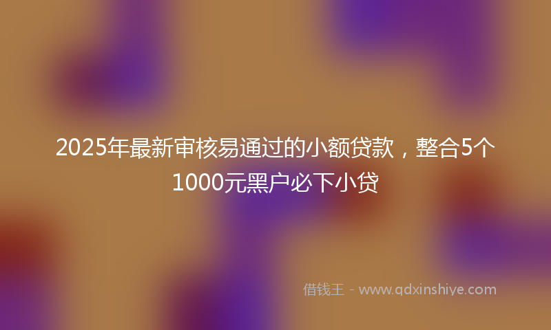 2025年最新审核易通过的小额贷款，整合5个1000元黑户必下小贷