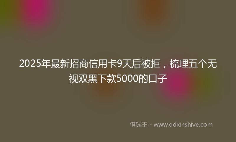 2025年最新招商信用卡9天后被拒，梳理五个无视双黑下款5000的口子